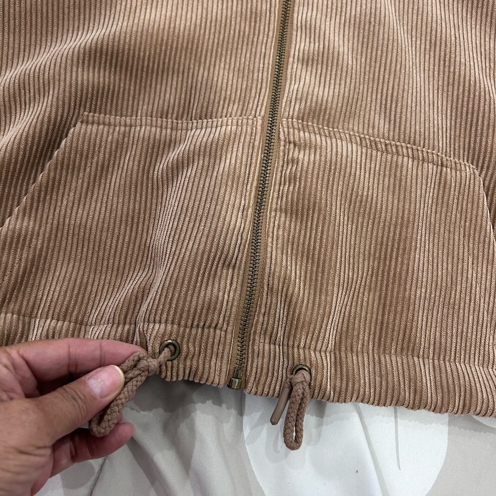 ASHLEY • Tan Corduroy Hoodie Jacket • sz Med - Picture 7 of 10